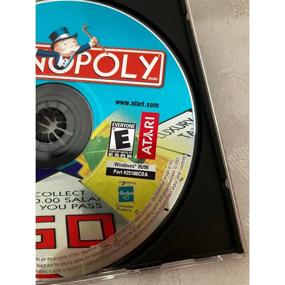 Monopoly PC CD-ROM Game 2001 Atari Windows 95 98 Complete w Manual Jewel Case